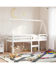 Toit de lit pour enfants blanc 199x95,5x88cm bois de pin massif | Mobilier & Déco