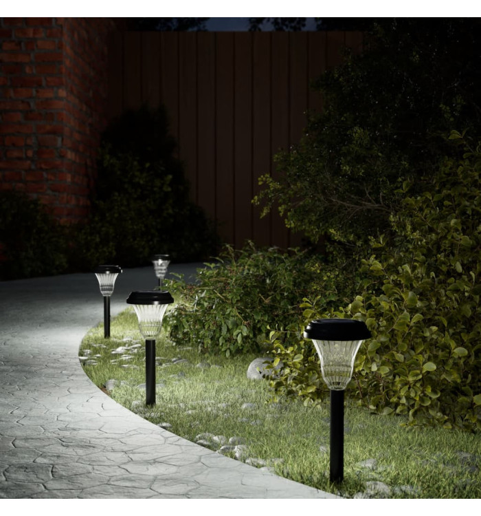 Lampes solaires d'allées et piquets de sol 12 pcs blanc | Mobilier & Déco