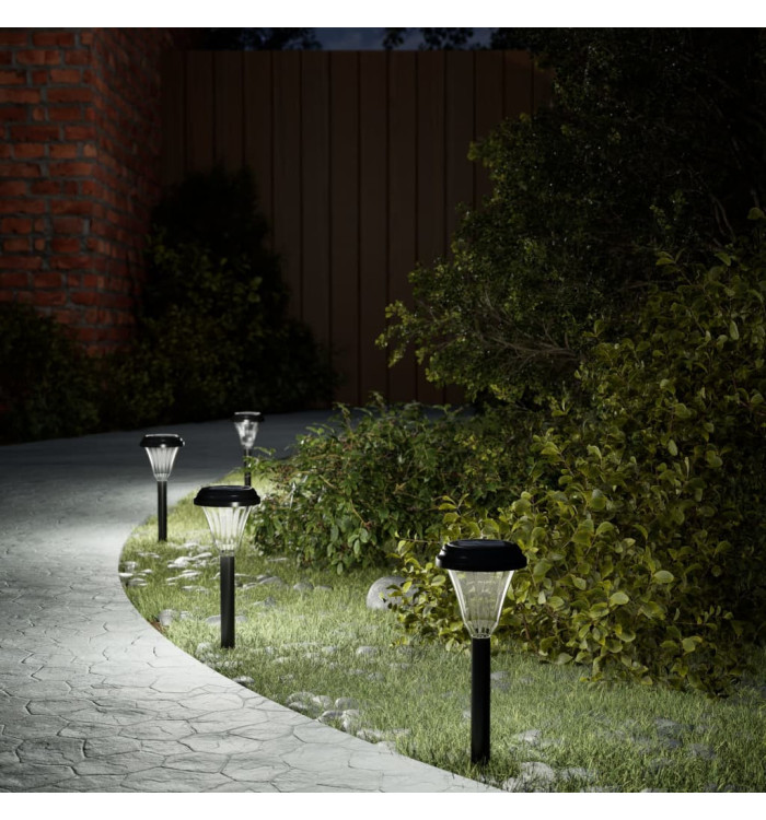 Lampes solaires d'allées et piquets de sol 12 pcs blanc | Mobilier & Déco