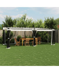 Tonnelle avec parois en filet crème 6x3 m acier | Mobilier & Déco