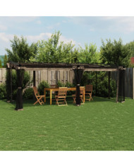 Tonnelle avec parois en filet taupe 6x3 m acier | Mobilier & Déco