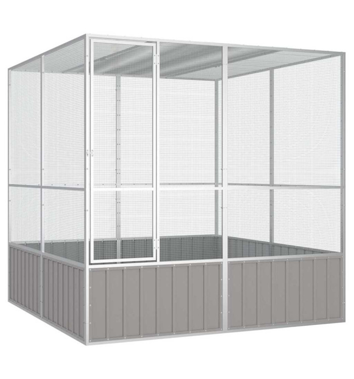 Cage à oiseaux Gris 213,5x217,5x211,5 cm Acier galvanisé | Mobilier & Déco