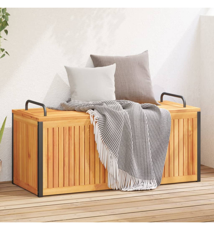 Boîte à coussins d'extérieur bois d'acacia solide et acier | Mobilier & Déco