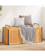 Boîte à coussins d'extérieur bois d'acacia solide et acier | Mobilier & Déco