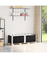 Colliers de palette 2 pcs noir 150x50 cm bois de pin solide | Mobilier & Déco