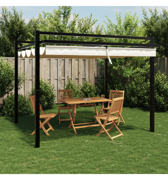 Tonnelle de jardin avec toit rétractable crème 3x3 m aluminium | Mobilier & Déco