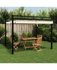 Tonnelle de jardin avec toit rétractable crème 3x3 m aluminium | Mobilier & Déco