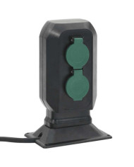 Prise d'extérieur avec piquet à 4 voies noir vert 15,5x11x24 cm | Mobilier & Déco