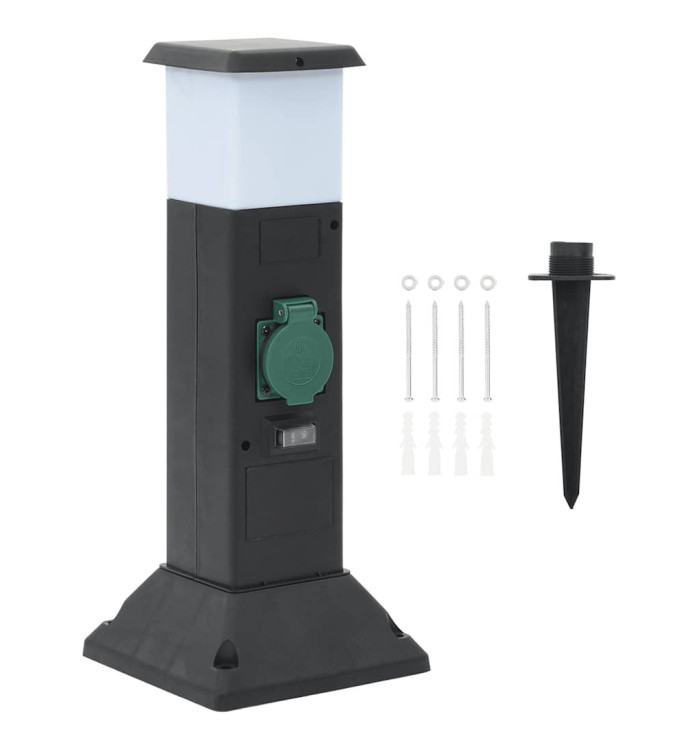 Colonne de prise d'extérieur avec lampe et piquet à 2 voies | Mobilier & Déco