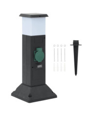 Colonne de prise d'extérieur avec lampe et piquet à 2 voies | Mobilier & Déco