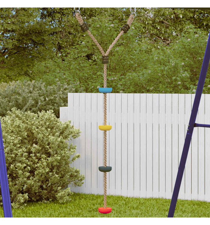 Balançoire à câble à disque d'enfants et 4 marches multicolore | Mobilier & Déco
