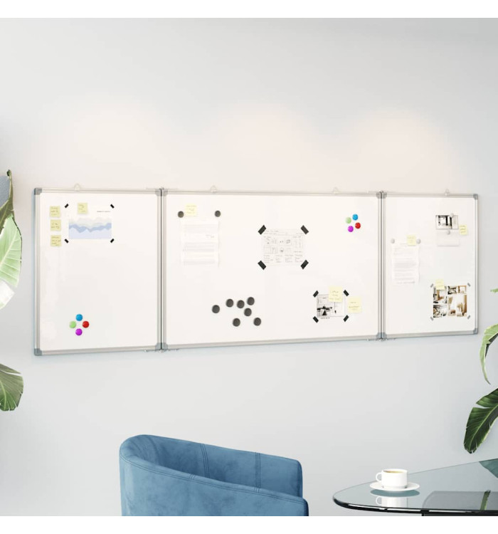 Tableau blanc magnétique pliable 200x60x1,7 cm aluminium | Mobilier & Déco