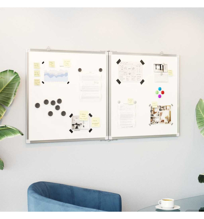 Tableau blanc magnétique pliable 120x60x1,7 cm aluminium | Mobilier & Déco