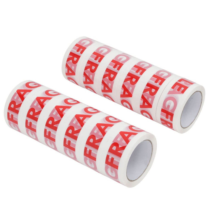 Ruban d'emballage 12 pcs FRAGILE imprimé blanc 48 mm x 66 m | Mobilier & Déco
