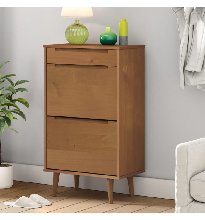 Armoire à chaussures MOLDE Marron 59,5x35x103 cm Bois de pin | Mobilier & Déco