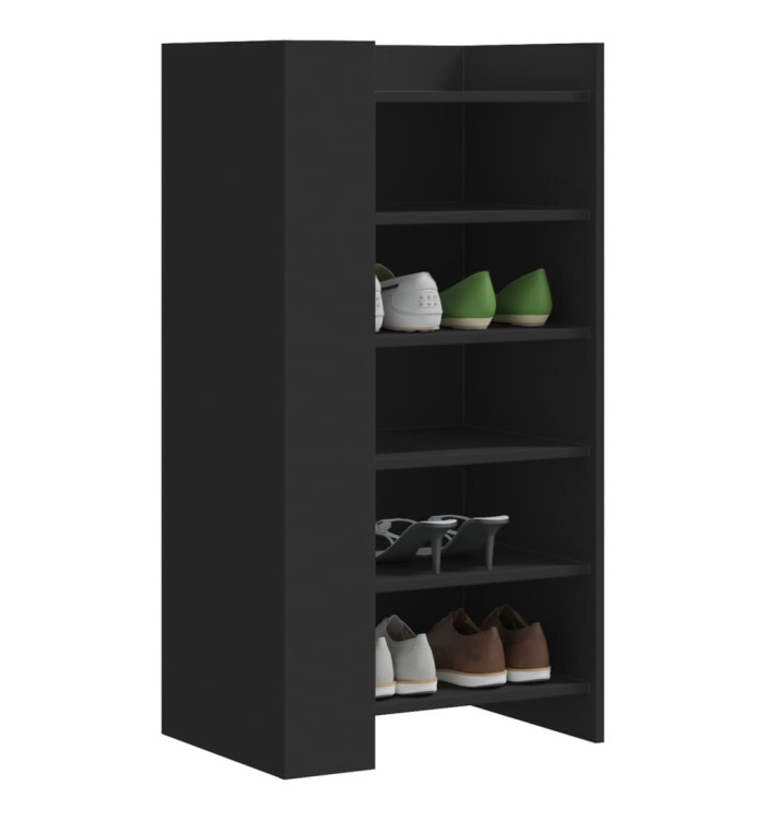 Armoire à chaussures noir 52x37,5x100 cm bois d'ingénierie | Mobilier & Déco