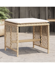 Tabourets de jardin et coussins lot de 4 beige 41x41x36cm rotin | Mobilier & Déco