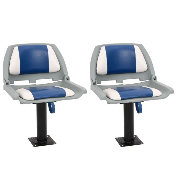 Ensemble de sièges de bateau pliables 4 pcs bleu et blanc | Mobilier & Déco