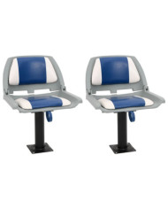 Ensemble de sièges de bateau pliables 4 pcs bleu et blanc | Mobilier & Déco