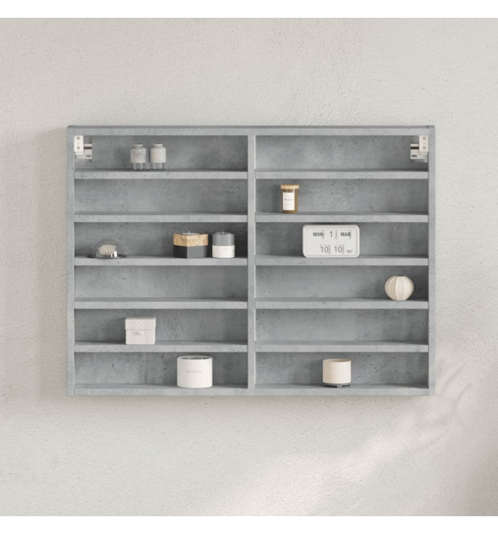 Armoire à vitrine gris béton 80x8,5x58 cm bois d'ingénierie | Mobilier & Déco