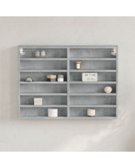Armoire à vitrine gris béton 80x8,5x58 cm bois d'ingénierie | Mobilier & Déco