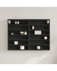 Armoire à vitrine noir 80x8,5x58 cm bois d'ingénierie | Mobilier & Déco