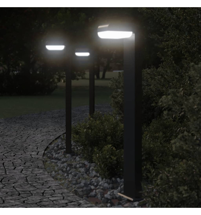 Lampadaires d'extérieur 3pcs noir aluminium moulé sous pression | Mobilier & Déco