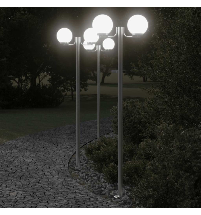 Lampadaires d'extérieur 3 pcs argenté 215 cm acier inoxydable | Mobilier & Déco