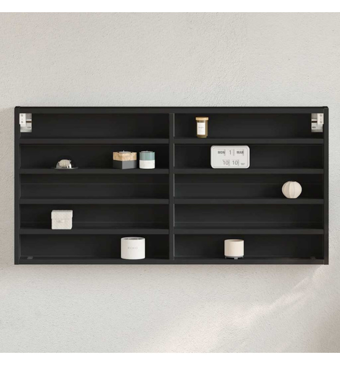Armoire à vitrine noir 100x8,5x50 cm bois d'ingénierie | Mobilier & Déco