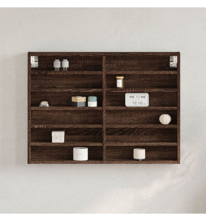 Armoire à vitrine chêne marron 80x8,5x58 cm bois d'ingénierie | Mobilier & Déco