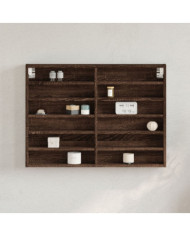 Armoire à vitrine chêne marron 80x8,5x58 cm bois d'ingénierie | Mobilier & Déco