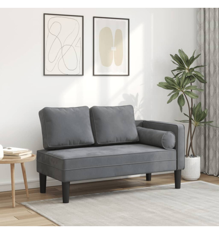 Chaise longue avec coussins gris foncé velours | Mobilier & Déco