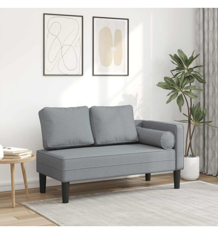 Chaise longue avec coussins gris clair tissu | Mobilier & Déco