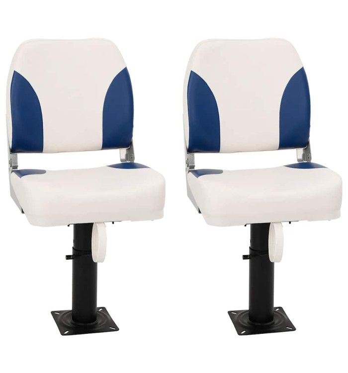 Ensemble de sièges de bateau pliables 4 pcs bleu et blanc | Mobilier & Déco