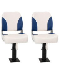 Ensemble de sièges de bateau pliables 4 pcs bleu et blanc | Mobilier & Déco