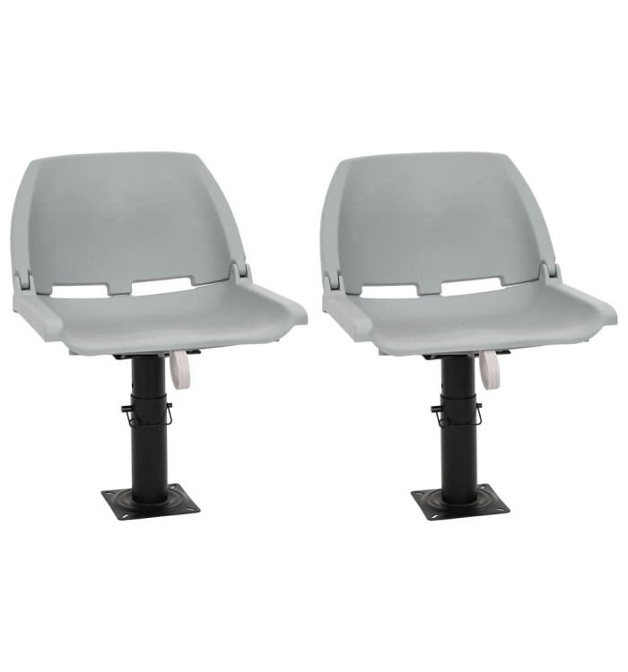 Ensemble de sièges de bateau pliables 4 pcs sans coussin gris | Mobilier & Déco