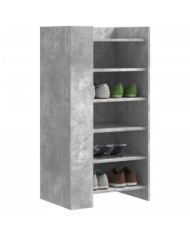 Armoire à chaussures gris béton 52x37,5x100cm bois d'ingénierie | Mobilier & Déco