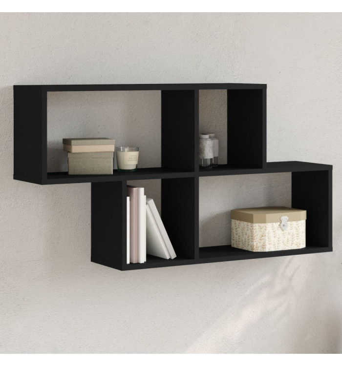 Étagère murale noir 100x20x53 cm bois d'ingénierie | Mobilier & Déco