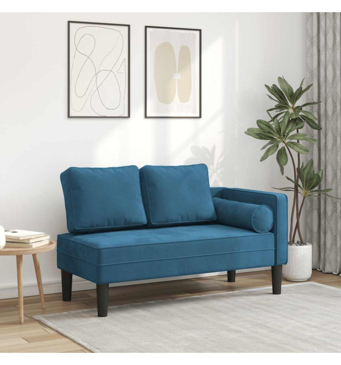 Chaise longue avec coussins bleu velours | Mobilier & Déco