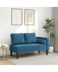 Chaise longue avec coussins bleu velours | Mobilier & Déco