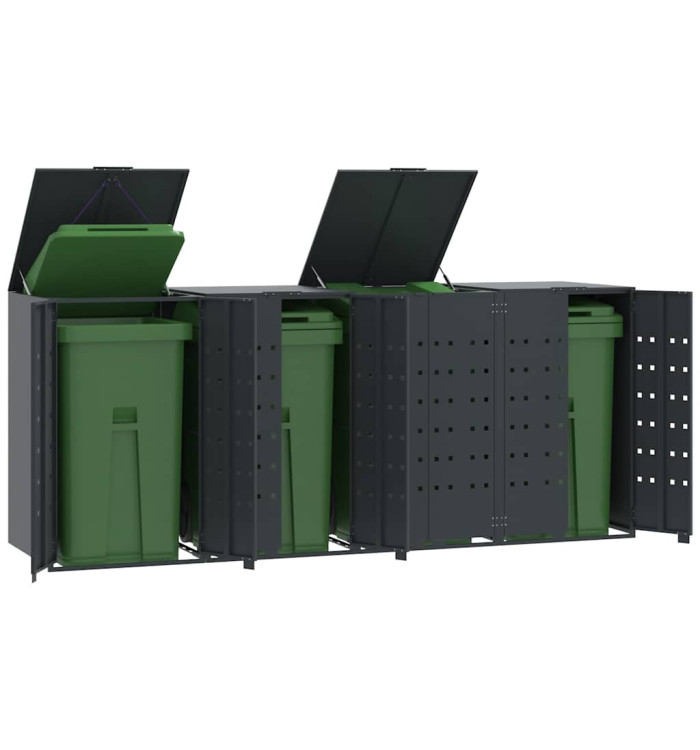 Rangement à roulettes pour poubelles pour 4 bacs anthracite | Mobilier & Déco