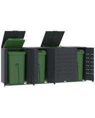 Rangement à roulettes pour poubelles pour 4 bacs anthracite | Mobilier & Déco