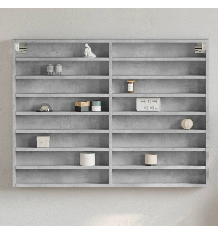 Armoire à vitrine gris béton 100x8,5x75 cm bois d’ingénierie | Mobilier & Déco