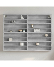 Armoire à vitrine gris béton 100x8,5x75 cm bois d’ingénierie | Mobilier & Déco