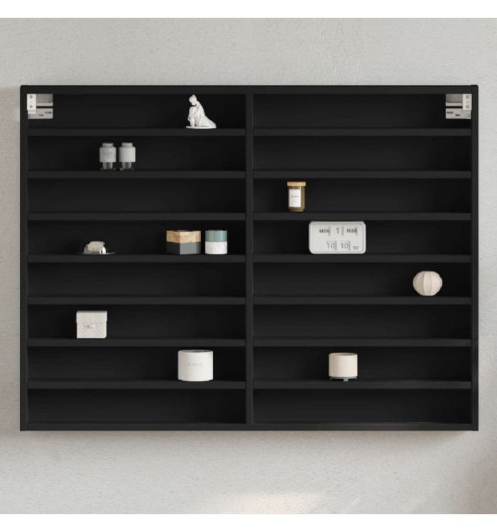 Armoire à vitrine noir 100x8,5x75 cm bois d'ingénierie | Mobilier & Déco
