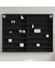 Armoire à vitrine noir 100x8,5x75 cm bois d'ingénierie | Mobilier & Déco