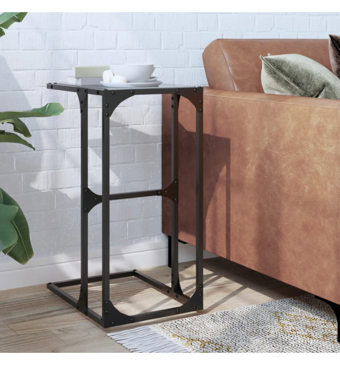 Table d'appoint avec verre noir 40x30x61,5 cm acier | Mobilier & Déco