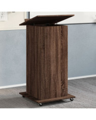 Pupitre et roues et tiroir chêne marron bois d'ingénierie | Mobilier & Déco