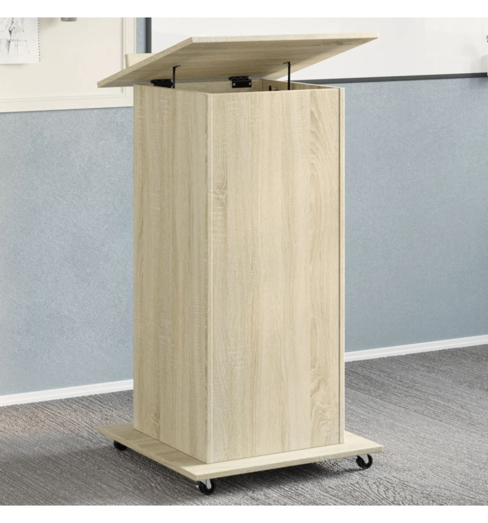 Pupitre et roues et tiroir chêne sonoma bois d'ingénierie | Mobilier & Déco