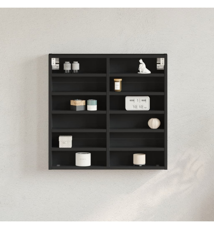 Armoire à vitrine noir 60x8,5x58 cm bois d'ingénierie | Mobilier & Déco